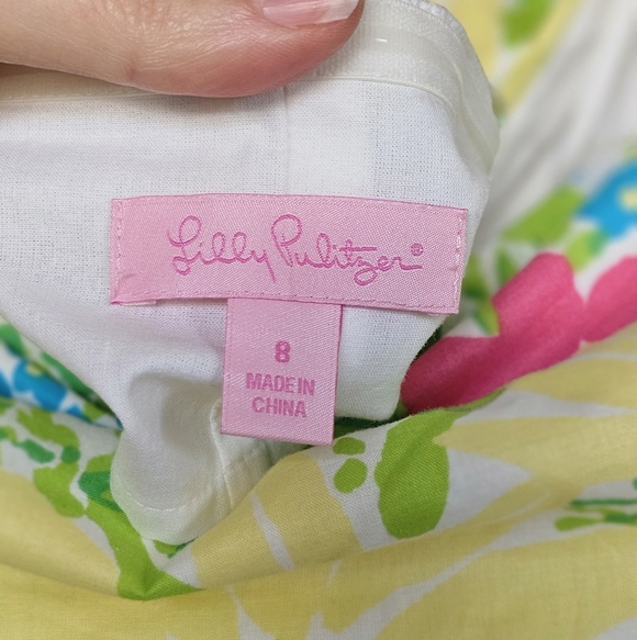 Lilly Pulitzer Strapless A-Line Dress with Pink and Yellow Floral Print - Picture 6 of 7